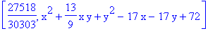 [27518/30303, x^2+13/9*x*y+y^2-17*x-17*y+72]